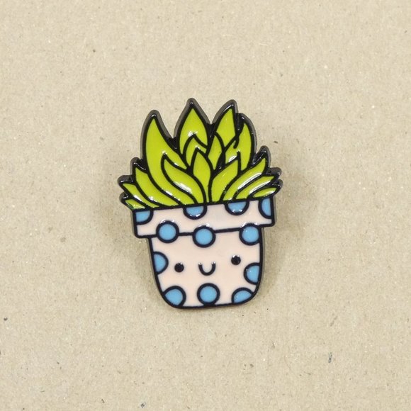 FREE ADD ON WITH PURCHASE Kawaii Succulent Plant Enamel Brooch Pin - Picture 1 of 4